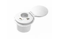 GTV УДЛИНИТЕЛЬ ВРЕЗНОЙ КРУГЛЫЙ CHARGER PLUS, 1 гнездо SCHUCKO, USB A+C, (сменные USB-A, HDMI, RJ45),