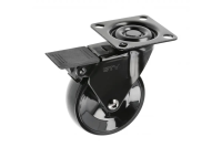 Мебельное колесо GTV CALIBRO, H=97мм, fi75мм, с тормозом, пластик + сталь, черный, шт