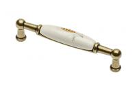 Мебельная фарфоровая ручка старое золото/золотой колос