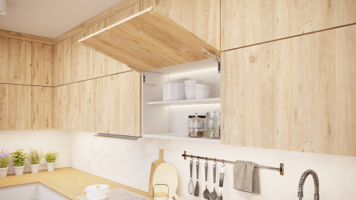 Подъемник GTV HORIZON, высота фасада 250-450 mm, вес 2-5 kg, усилие 500-1350. цвет белый, Компл