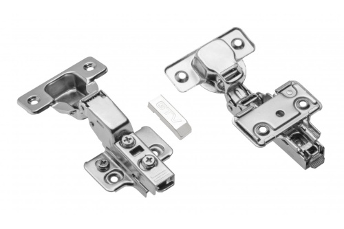Петля полунакладная с доводчиком GTV Ø35 SOLID PLUS, H=0, clip-on, 3D, без еврошурупа