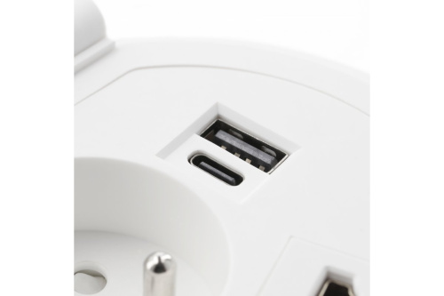 GTV УДЛИНИТЕЛЬ ВРЕЗНОЙ КРУГЛЫЙ CHARGER PLUS, 1 гнездо SCHUCKO, USB A+C, (сменные USB-A, HDMI, RJ45),