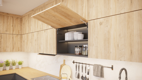 Подъемнк GTV HORIZON, высота фасада 300-650 mm, вес 2,8-7 kg, усилие 1100-2250. цвет antracyt, Компл