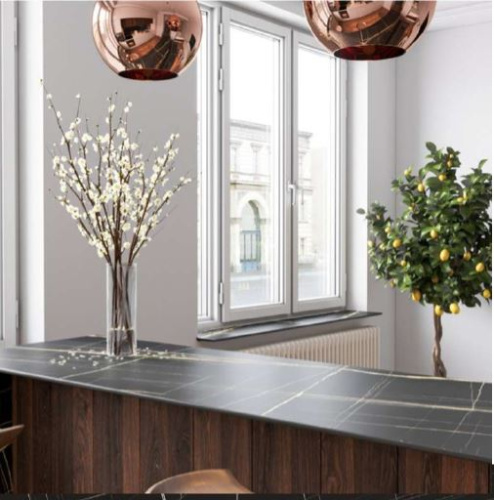 Столешница из компакт-плиты (HPL) ARCOBALENO Черный Тунис 3074 (структура стоун)