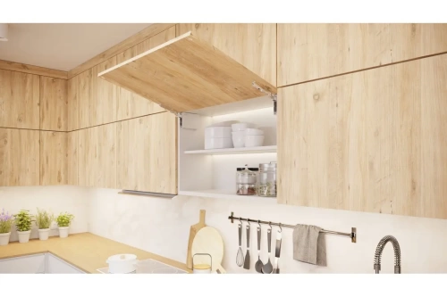 Подъемник GTV HORIZON, Push To Open, открытие от нажатия, для фасадов 250-450 мм, LIGHT, комплект, белый